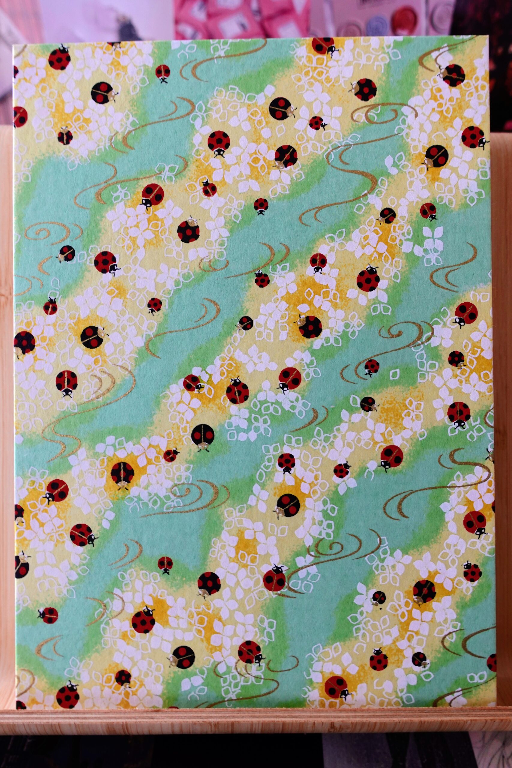 ladybird green - watercolour book - coptic stitch (single thread) - Image 2