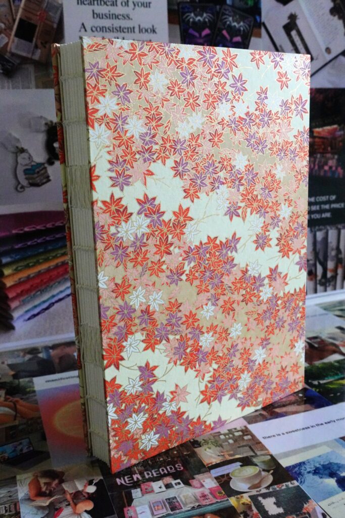 autumn leaves - watercolour book - french link stitch (single thread)