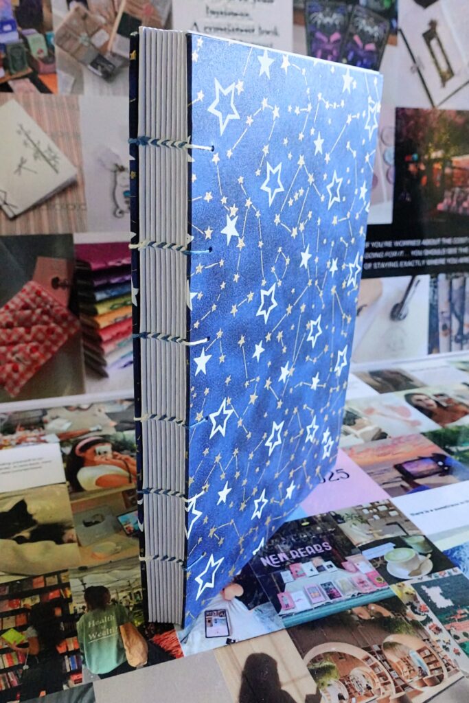 celestial stars lined journal - coptic stitch (multi thread)