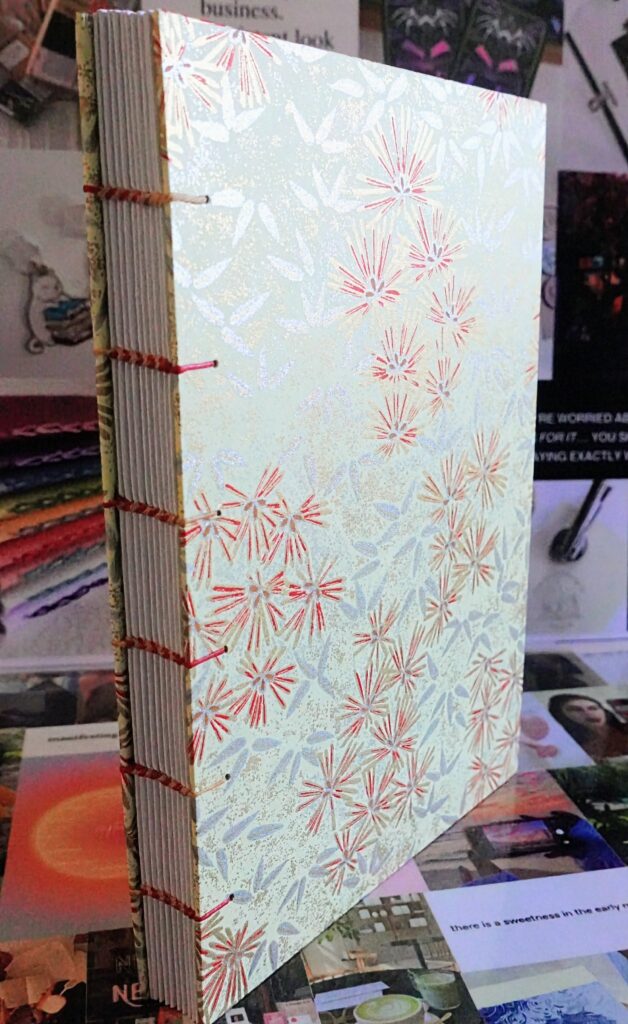 pine needles lined journal - coptic stitch (multi thread)