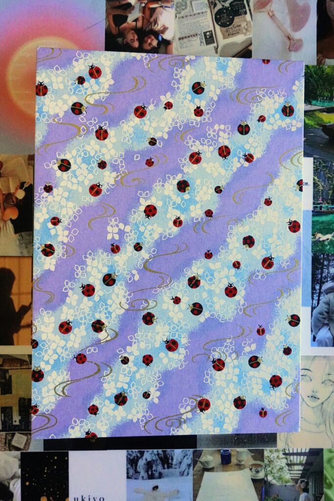 ladybird purple blank journal - french link stitch (single thread)