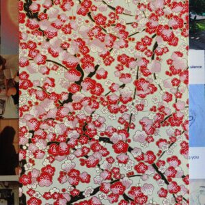 spring plum blossom red blank journal - french link stitch (single thread)