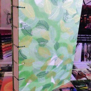 leaf foliage green lined journal - coptic stitch (multi thread)