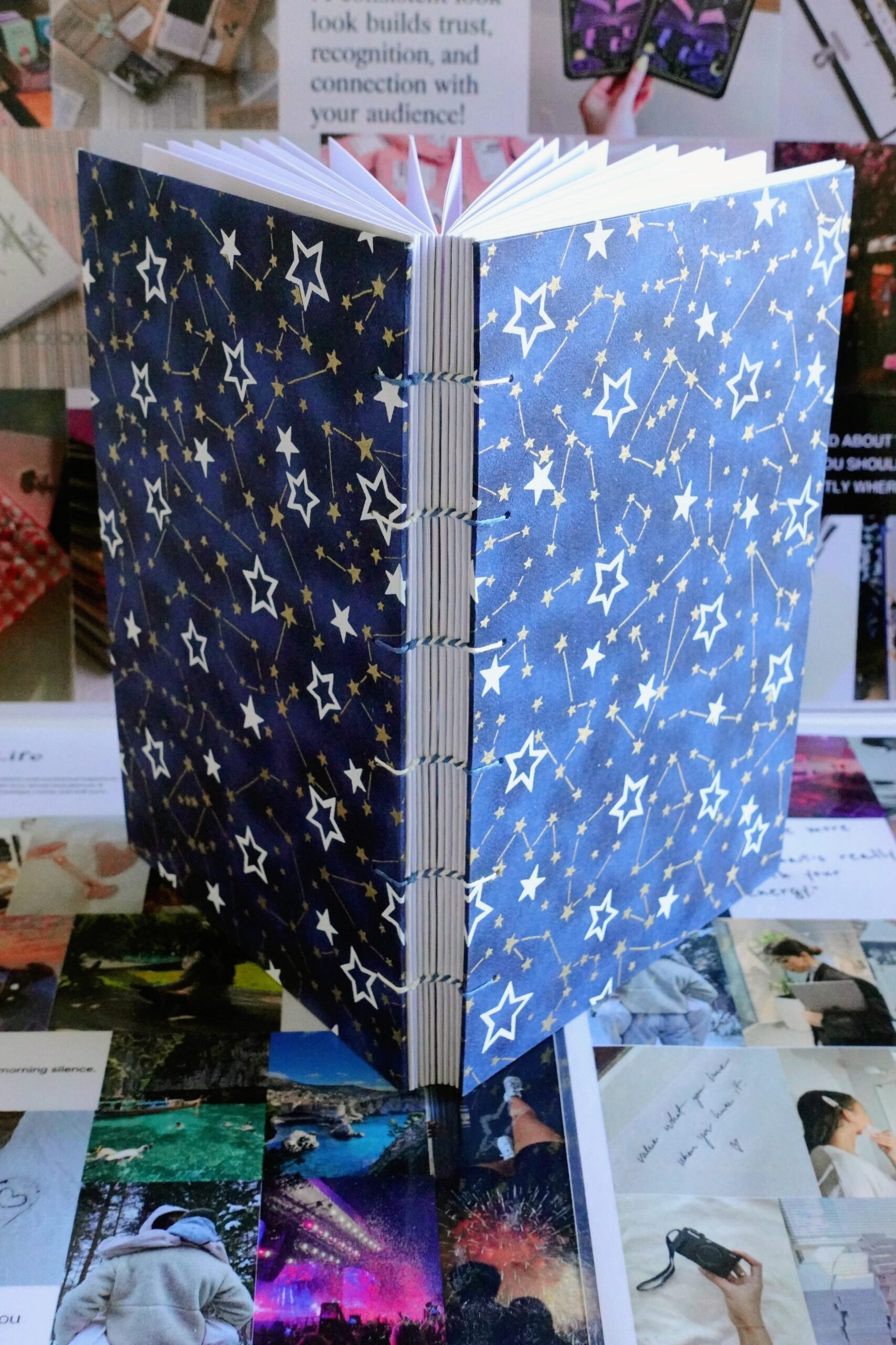celestial stars lined journal - coptic stitch (multi thread) - Image 2