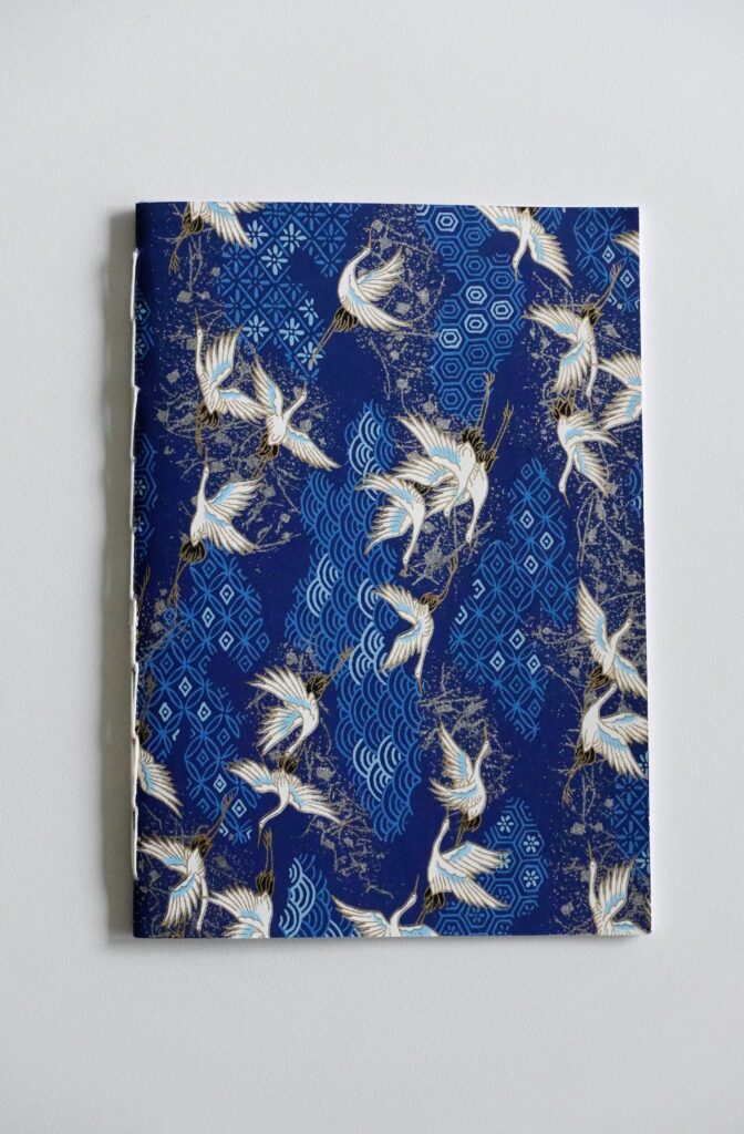 crane wave blue dotted booklet - chain stitch